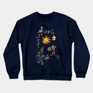 WEIRD MEDIEVAL BESTIARY WAR,KINGHT COMBATTING WITH GIANT SNAIL Crewneck Sweatshirt